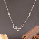 925 Sterling Silver Infinity Diamond Necklace & Earrings Set